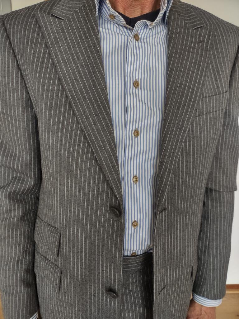 pak, lichtgrijs/streepje, mt. 49. wol/polyester., Kleding | Heren, WE, Maat 48/50 (M), Ophalen of Verzenden, Zo goed als nieuw