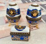 Fabergé ei eieren Versace Medusa SET blauw-wit faberge z/r, Antiek en Kunst, Ophalen of Verzenden