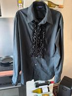 Zwart overhemd met ruches - Stijlvol en uniek!, Ophalen of Verzenden, Zo goed als nieuw