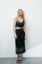 Dames Zara 2-delige set satijn zijde top rok zwart S jurk, Kleding | Dames, Nieuw, Zara, Onder de knie, Maat 36 (S)