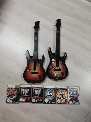 2x Guitar Hero Gitaar + games Xbox 360 beschikbaar voor biedingen