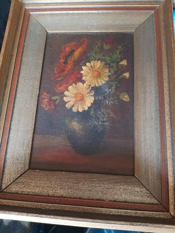 Olieverf Schilderij Bloemen, Gesigneerd E. v. O. beschikbaar voor biedingen