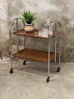 Vintage trolley, bijzettafel, opklapbaar drankkar, Huis en Inrichting, Tafels | Bijzettafels, 60 cm of meer, Rechthoekig, Ophalen of Verzenden