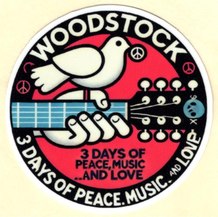 Woodstock Peace Love Music sticker #3, Verzamelen, Stickers, Nieuw, Verzenden