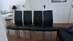 Eetkamerstoelen  en salontafel, Huis en Inrichting, Ophalen, Zwart, Leer, Zo goed als nieuw