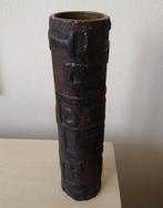 Retro vintage kokervaas vaas brutalisme bruin 7,5x32 cm, Huis en Inrichting, Gebruikt, Overige kleuren, Aardewerk of Porselein