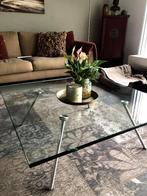 Glazen tafels Beek Maupertoos, Huis en Inrichting, Tafels | Salontafels, Ophalen, Gebruikt, 50 tot 100 cm, Vierkant