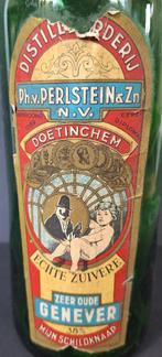 Oude jenever fles met oude etiketten - Mijn Schildknaap, Antiek en Kunst, Curiosa en Brocante, Ophalen of Verzenden