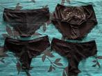 4 zwarte kanten hunkermuller dames slips maat S/M 4 voor €10, Ophalen of Verzenden, Zwart, Slip
