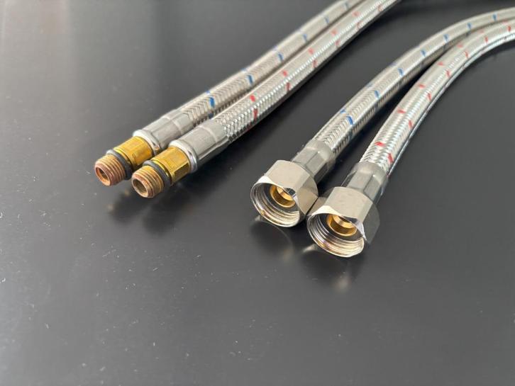 Sanitair RVS Warm/koudwater 3/8 aanvoerslang 40cm, per set, Doe-het-zelf en Verbouw, Sanitair, Nieuw, Kraan, Rvs, Ophalen of Verzenden