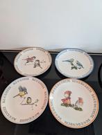 4 bordjes vogels, koolmees, roodborstje enz., Ophalen of Verzenden, Zo goed als nieuw, Overige stijlen, Bord(en)