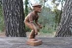 Brocante - Houten sculptuur Jeu de Boules-speler!, Antiek en Kunst, Ophalen of Verzenden