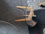 2 glazen bijzettafeltjes, Ophalen, Minder dan 45 cm, Minder dan 55 cm, Rond