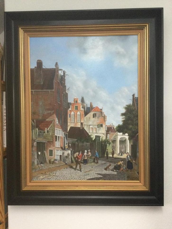 Stadsgezicht, Antiek en Kunst, Kunst | Schilderijen | Klassiek, Ophalen of Verzenden