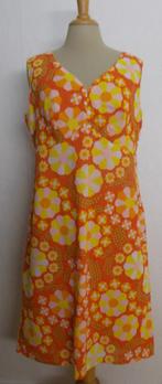 Retro/sixties vrolijke originele vintage jurk! 42, Kleding | Dames, Jurken, Verzenden, Maat 42/44 (L), Oranje, Zo goed als nieuw