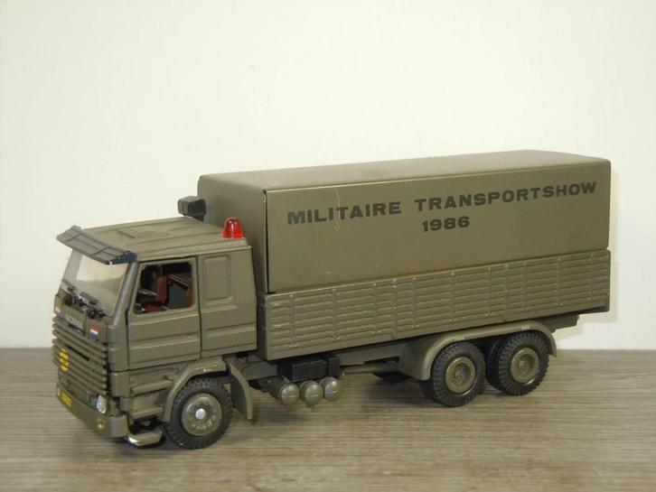 Scania 142H Militaire Transportshow 1986 - Tekno 1:50, Hobby en Vrije tijd, Modelauto's | 1:50, Zo goed als nieuw, Bus of Vrachtwagen