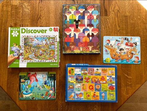 5 vrolijke puzzels van 12 tot 70 stukjes, Kinderen en Baby's, Speelgoed | Kinderpuzzels, Gebruikt, 10 tot 50 stukjes, Ophalen of Verzenden