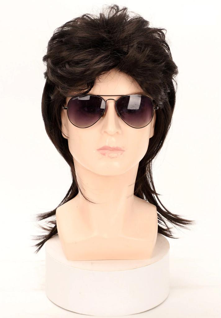 Lange Donkerbruine Heren Pruik Mannen Haarstuk Bruine Haren, Sieraden, Tassen en Uiterlijk, Uiterlijk | Haarverzorging, Verzenden