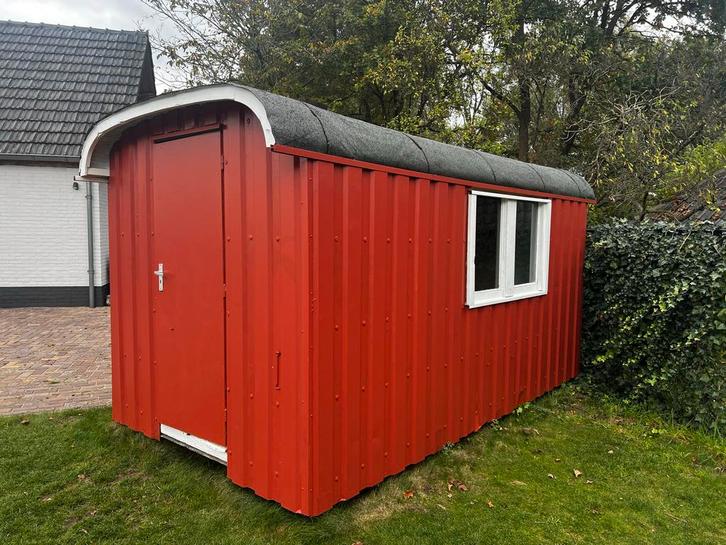 Pipowagen / Bouwkeet / Schaftwagen - Opknapper!, Tuin en Terras, Bergingen en Tuinkasten, Gebruikt, Overige typen, Metaal, Ophalen