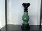 Vintage Groen/Zwarte Kandelaar, Overige materialen, Gebruikt, Zwart, Ophalen of Verzenden