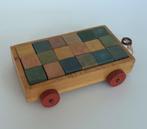 Vintage houten blokkenwagen, Gebruikt, Ophalen of Verzenden, Duw- of Trekspeelgoed