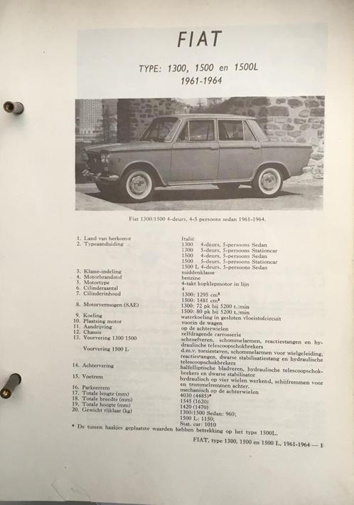 Fiat 1300 1500 1961-64. Olyslagers autotechnisch handb 42 bl, Auto diversen, Handleidingen en Instructieboekjes, Ophalen of Verzenden