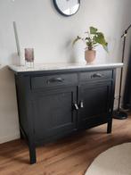 Zwart dressoir met marmer blad, Ophalen, Gebruikt, 100 tot 150 cm, 25 tot 50 cm