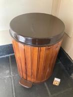 Vintage seventies houten keuken pedaalemmertje afvalemmertje, Huis en Inrichting, Woonaccessoires | Prullenbakken, Overige materialen