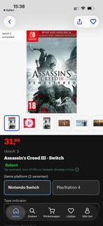 Assassin's Creed 3 Remastered - Nintendo Switch, Spelcomputers en Games, Games | Nintendo Switch, Avontuur en Actie, Vanaf 18 jaar