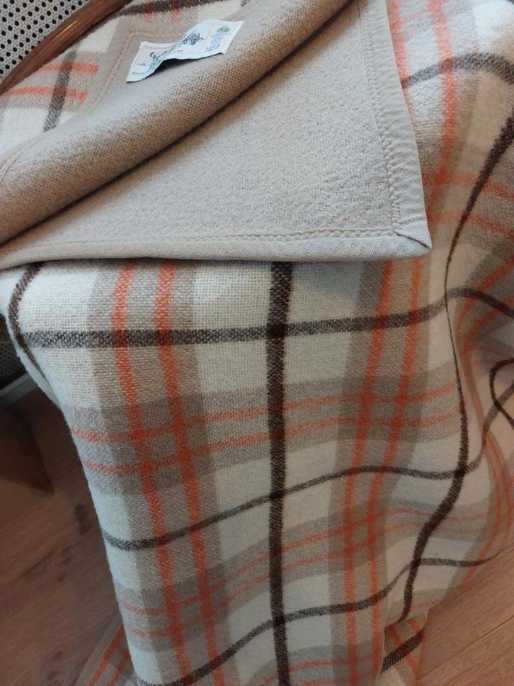 Vintage, AaBb deken, groot, bruine ruit, Huis en Inrichting, Woonaccessoires | Plaids en Woondekens, Gebruikt, Ophalen of Verzenden