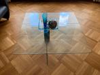 Glazen salontafel, 100 tot 150 cm, Vierkant, Ophalen of Verzenden, Zo goed als nieuw