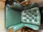 chesterfield stoel groen, Huis en Inrichting, Stoelen, Overige materialen, Chesterfield, Gebruikt, Eén