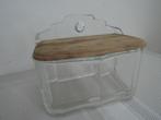 Ouderwetse glazen zoutpot met houten deksel, Antiek en Kunst, Antiek | Keukenbenodigdheden, Ophalen of Verzenden