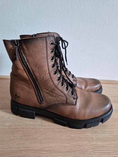 Sch72 - Bruine Rieker laarsjes maat 41 zonder inlegzool (1), Kleding | Dames, Schoenen, Zo goed als nieuw, Bruin, Ophalen of Verzenden
