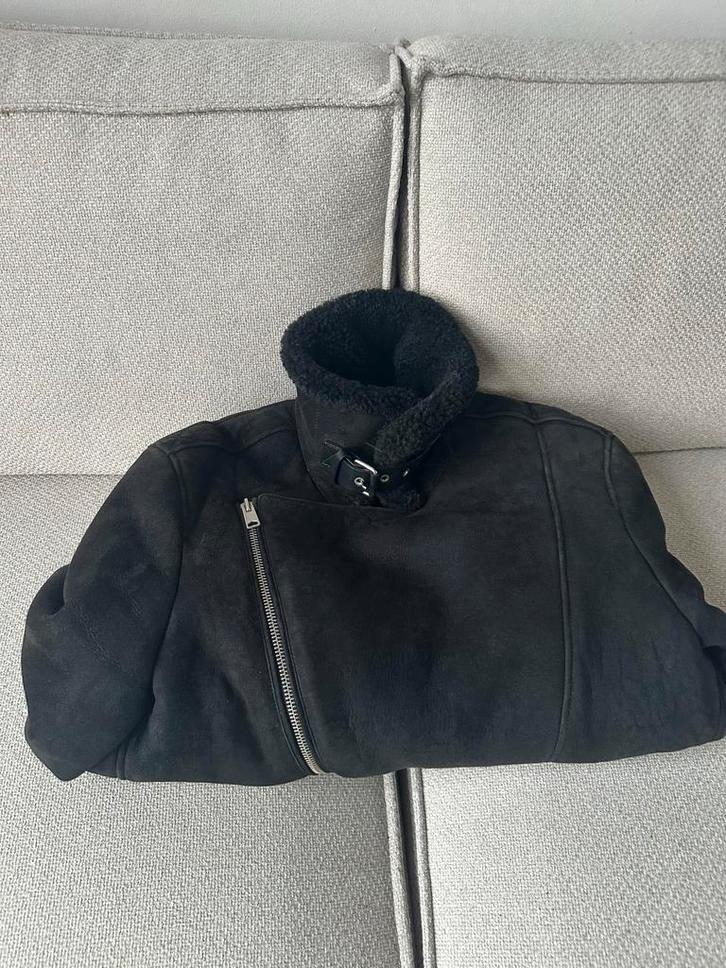 Allsaints, All saints, Zwarte Shearling Jas, lammy, Kleding | Heren, Jassen | Winter, Zo goed als nieuw, Maat 56/58 (XL), Zwart