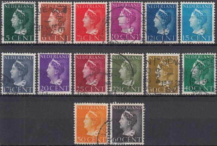 Nederland- 1940-1947- Wilhelmina - NVPH-332 t/m NVPH-345 - G, Postzegels en Munten, Postzegels | Nederland, Gestempeld, T/m 1940