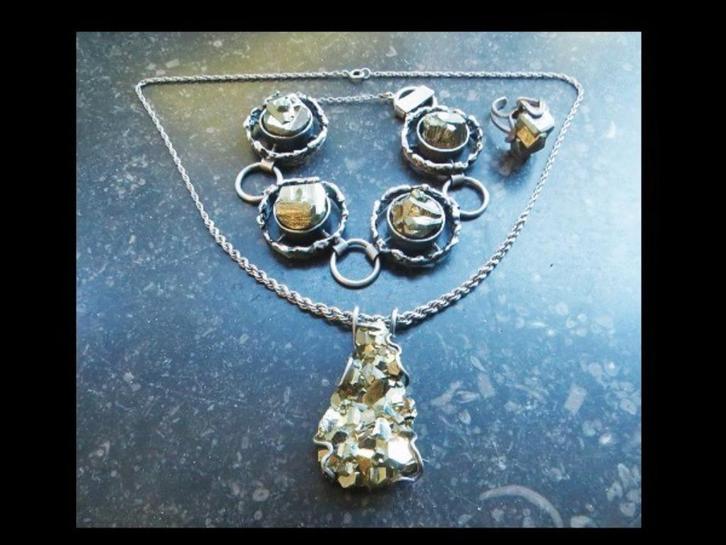 Bijzonder Art-Deko Zilveren Collier/Armband/Ring/Markasiet!, Sieraden, Tassen en Uiterlijk, Antieke sieraden, Overige typen, Zilver