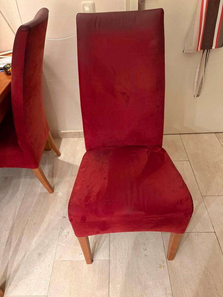 Eetkamerstoelen te koop, Huis en Inrichting, Stoelen, Gebruikt, Vier, Stof, Rood, Ophalen