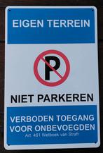 Wandplaat EIGEN TERREIN NIET PARKEREN, NIEUW, Ophalen of Verzenden, Nieuw