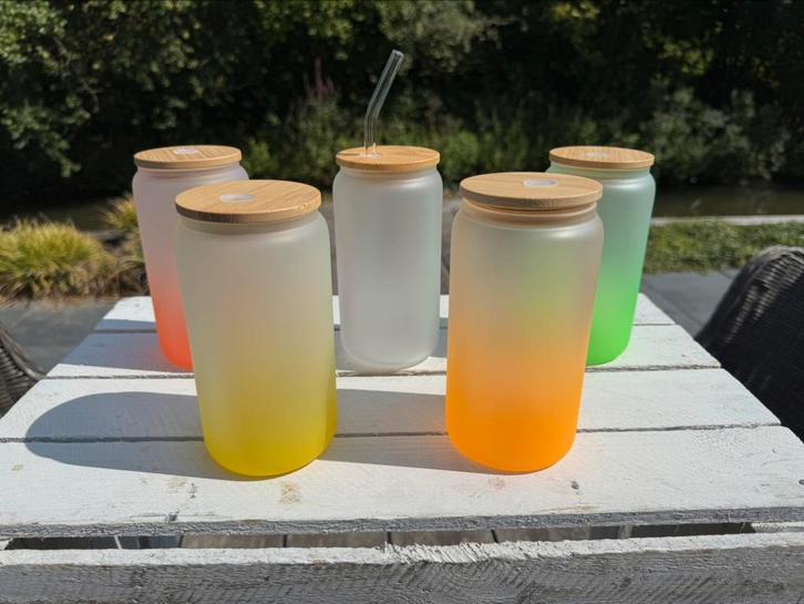 Sublimatie glazen 20oz met glazen rietje per 3 stuks, Hobby en Vrije tijd, Overige Hobby en Vrije tijd, Nieuw, Ophalen of Verzenden