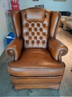 MOL & GEURTS. LEREN Chesterfield Fauteuil. In NIEUWSTAAT., Ophalen, Zo goed als nieuw, 75 tot 100 cm, Leer