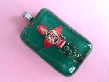 jwg Vintage 60s art glass bloem glas ketting hanger groen  beschikbaar voor biedingen