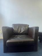 Fauteuil Zwart Leer Stoel Lounge, Huis en Inrichting, Fauteuils, Ophalen, Gebruikt, 50 tot 75 cm, Leer
