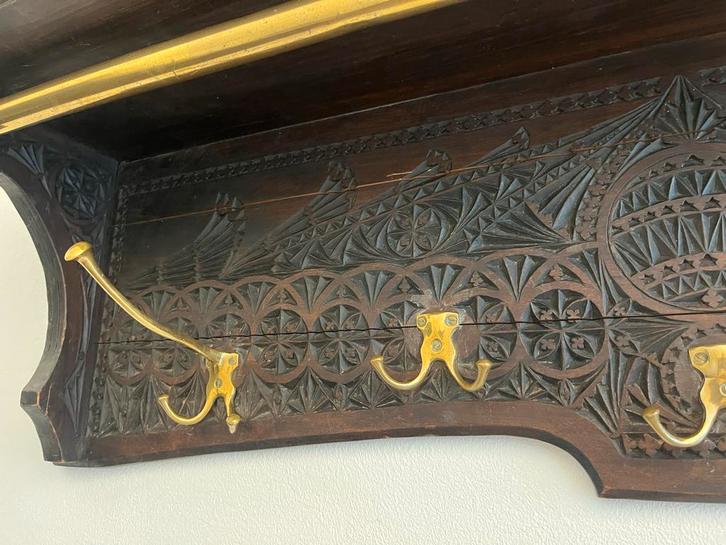 Antieke Houten Wandkapstok met Haken, Huis en Inrichting, Woonaccessoires | Kapstokken, Gebruikt, Wandkapstok, Minder dan 100 cm