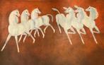 Schilderij op linnen Zes Witte Paarden J.F. Semey, Antiek en Kunst, Ophalen