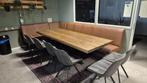 Eethoek met boomstamtafel, bank en 6 stoelen, Huis en Inrichting, Ophalen, Gebruikt, Metaal