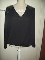 NIEUW! Mooie zwart chiffon pailletten blouse maat 0XL 44 46, Verzenden, Nieuw, Maat 42/44 (L), Zwart