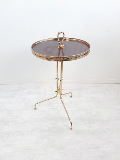 Vintage messing bijzettafel, Jaren 60 tafeltje, Verzamelen, Retro, Huis en Inrichting, Verzenden