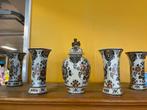 Delfts Blauw Vazen en Pot met Deksel Set, Antiek en Kunst, Ophalen of Verzenden