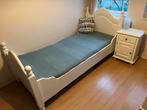 Grenen bed en nachtkastje, whitewash, Huis en Inrichting, Slaapkamer | Bedden, Ophalen, Eenpersoons, Grenen, Whitewash, Hout